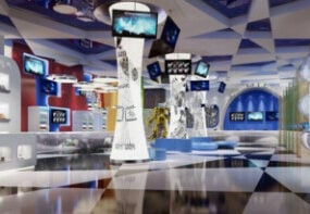 Modello 3d interno della lobby aziendale