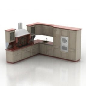Europäisches Küchenschrank-3D-Modell