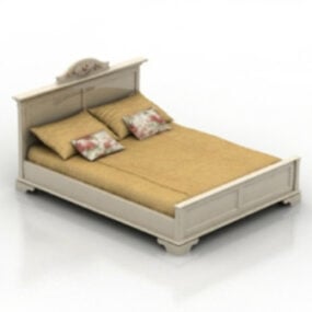 Model 3d Desain Tempat Tidur Ganda Coklat