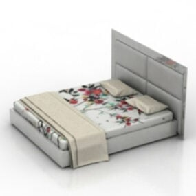 화이트 침대 가구 3d 모델