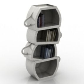 Fincan Tarzı Kitaplık 3d modeli