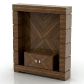 Retro Office Wooden Cabinet 3d model