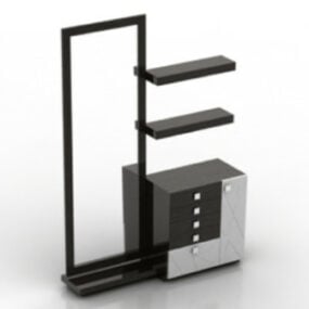 Modelo 3d de estante de escritório de madeira preta