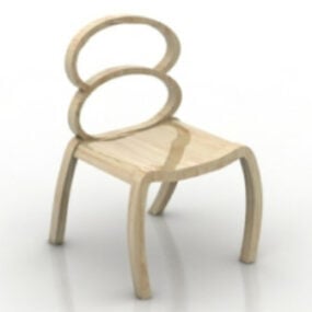 نموذج مقعد خشبي ثلاثي الأبعاد
