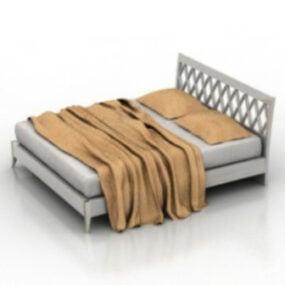 Біле двоспальне ліжко 3d модель