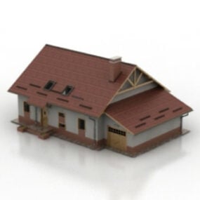 小さな丸太小屋の建物3Dモデル