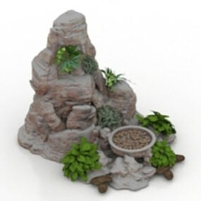 Modelo 3D de jardim de pedras ao ar livre