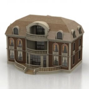 3д модель усадебного здания с винтажной архитектурой