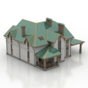 Grünes Villa-Gebäude 3D-Modell