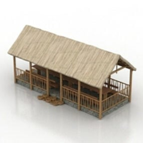 Mô hình nhà gỗ cổ Chapeng 3d