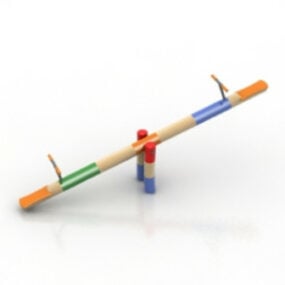 Model 3D placu zabaw z huśtawką