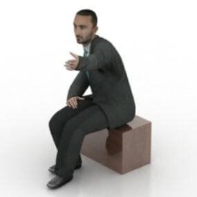 Modelo 3D do homem sentado do trabalhador