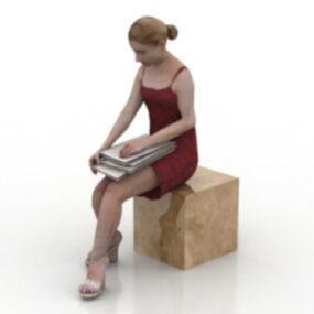 Frau mit Dokumenten Charakter 3D-Modell