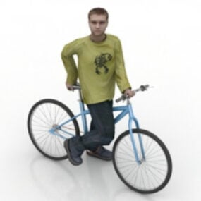 Modelo 3d de personagem de homem de bicicleta