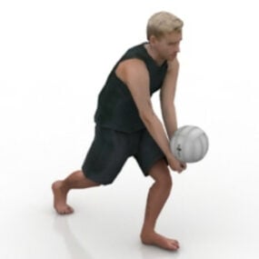 Mann spielt Volleyball-Charakter-3D-Modell