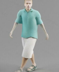 Walking T-shirt Man 3d model