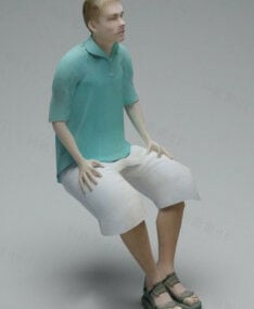 T-shirt de personnage Homme Assis modèle 3D