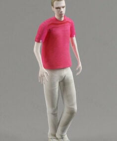 Red T-shirt Men Character 3d model