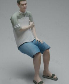 Tričko muži sedící postava 3D model