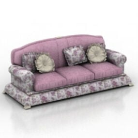 Modelo 3d de sofá roxo nobre