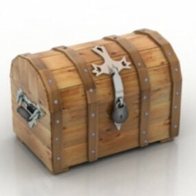 Treasure Chest With Golden Jewelry 3d model