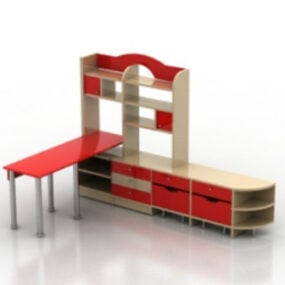 Červený svatební pokojový nábytek kombinovaný 3D model