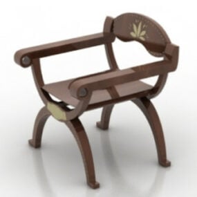 古い座席木製椅子 3D モデル