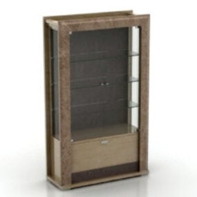 3д модель европейского стеклянного деревянного шкафа