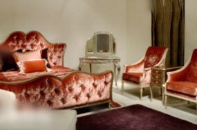 ספה אדומה וינטג' אירופאית דגם תלת מימד