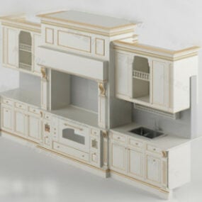 3д модель европейских кухонных шкафов