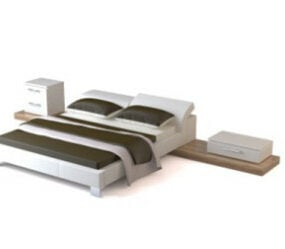 シンプルなベッドデザインの3Dモデル