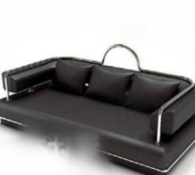 Modelo 3d de sofá de couro preto