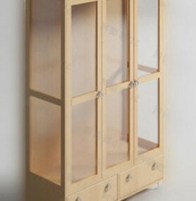Mô hình 3d tủ quần áo bằng gỗ nguyên khối