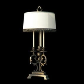 Lámpara de mesa con base de hierro de estilo europeo modelo 3d