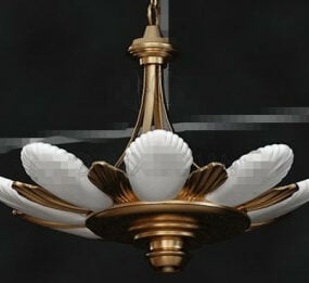 3д модель подвесного светильника в форме цветка лотоса