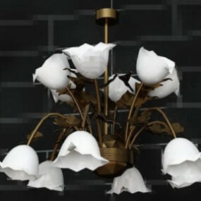 Metalowy wisiorek w doniczce z białą lilią Model 3D