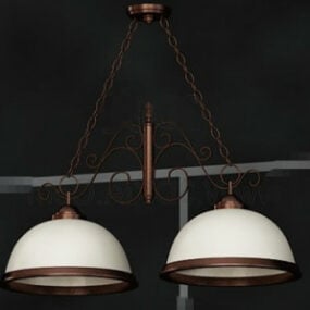 Kaksinkertainen valkoinen lampunvarjostin yhdistelmäriippuva 3d-malli