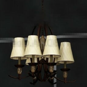 Lampe à Suspension à Chaîne en Métal Jaune Clair modèle 3D