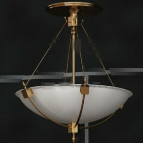 Lampa wisząca z metalowym łańcuszkiem z białym dyskiem Model 3D