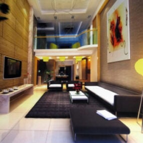 Moderní minimalistický interiér obývacího pokoje 3D model