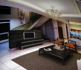 Living Room Duplex Structure 3d model