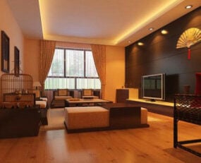 Mô hình phòng khách hiện đại Trung Quốc 3d