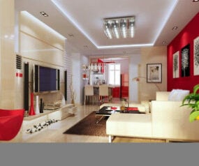 Modern Stylish Living Room 3d model
