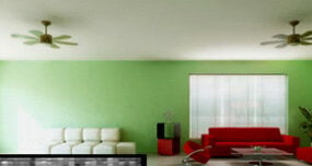 דגם תלת מימד של סצנה פנימית לחדר שינה ירוק