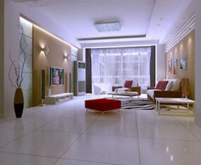 Einfaches Wohnzimmer-Innenszenen-3D-Modell