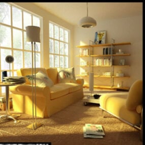 Interior romántico de la sala de estar modelo 3d