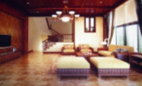 غرفة المعيشة في جنوب شرق آسيا نموذج ثلاثي الأبعاد
