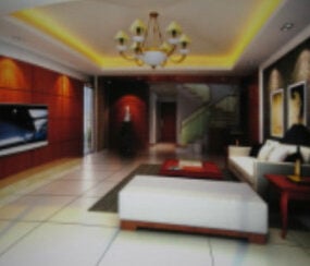 现代欧式宽敞客厅室内3d模型