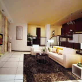 Modern Black And White Style Living Room 3d model