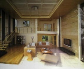 The Hardcover Taste Minimalist Living Room 3d model